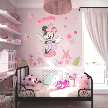 Disney Minnie Mouse Lindo Conejo de la etiqueta Engomada de la Pared Para los Niños de Bebé, Accesorios de Dormitorio Sala de estar Lindo DIY Cartel de la Casa de Calcas