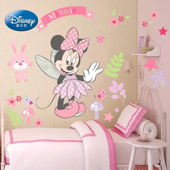 Disney Minnie Mouse Lindo Conejo de la etiqueta Engomada de la Pared Para los Niños de Bebé, Accesorios de Dormitorio Sala de estar Lindo DIY Cartel de la Casa de Calcas