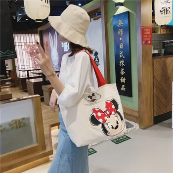 Disney nueva gran bolso de la mujer de la bolsa de 2019 lindo de dibujos animados de Mickey de la capacidad grande del bolso de la chica de hombro de la lona bolso bolsos bolso