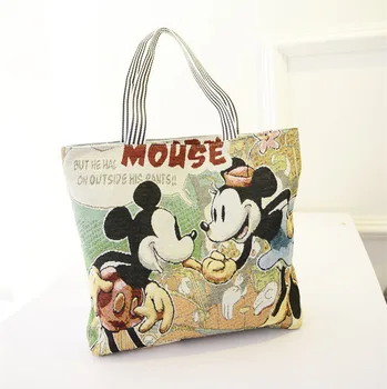 Disney tendencia de los bolsos de mano de Mickey Mouse Casual Colorido bolso de mickey Minnie portátil bolsa de lona esposas bolso de la Mujer de la Escuela de Bolsas de 51377