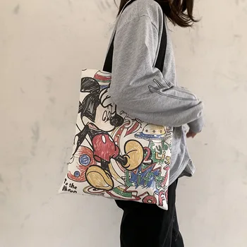 Disney tendencia de los bolsos de mano de Mickey Mouse Casual Colorido bolso de mickey Minnie portátil bolsa de lona esposas bolso de la Mujer de la Escuela de Bolsas de