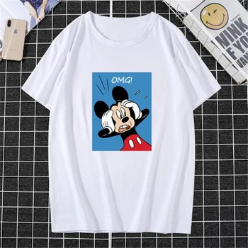 Disney Verano de dibujos animados de Mickey Mouse de los Hombres T-Shirt de la Ropa de Manga Corta T-shirt Ropa de Calle Masculina Ropa Casual Camiseta Tops