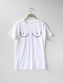 Divertido Mujeres entidad des T-Shirt de dibujos animados Dibujados Piqueros de Dibujado a Mano de las Mujeres no Tienen Necesidad Tetas Casual tops tumblr chicas tetas camiseta - K130