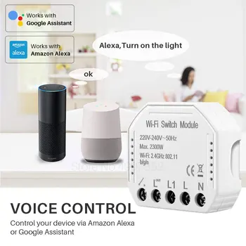 DIY WiFi Interruptor Interruptor de Automatización de Módulo de Interruptor de la Luz de WiFi Tuya la Vida Inteligente de la APLICACIÓN de Control Remoto Compatible con Alexa Echo principal de Google