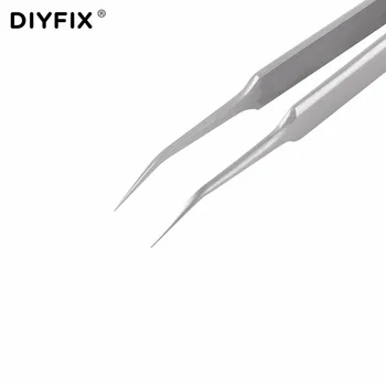 DIYFIX Ultra Precisión Pinzas de Acero Inoxidable Curvado Pinzas Alicates con Punta Fina 11251