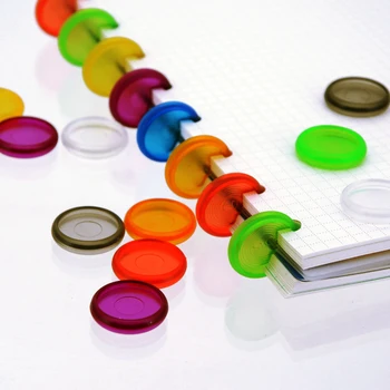 Diámetro interior de 20 mm de Color Transparente de Plástico de Unión del Anillo del Disco del Color Suelto Anillo Alrededor del Rollo de Setas Agujero Interior de los Libros