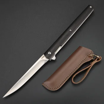 Doblar la hoja del cuchillo Negro 59HRC mango de las navajas de bolsillo para acampar al aire libre cuchillo de caza cuchillos de frutas