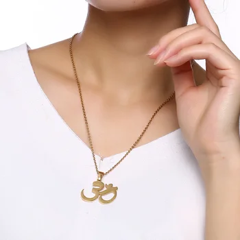 Dropship Aum om Colgante de Collar de Oro de la Cadena de Acero Inoxidable Para las Mujeres de la Muchacha de la Joyería Femenina