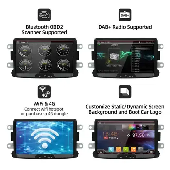 DSP de 4 gb+64GB PX6 Auto Reproductor Multimedia 1 Din Android 10 de la Radio del Coche Para Dacia/Sandero/Duster/Captur/Lada/Xray 2/Logan 2 GPS Navi