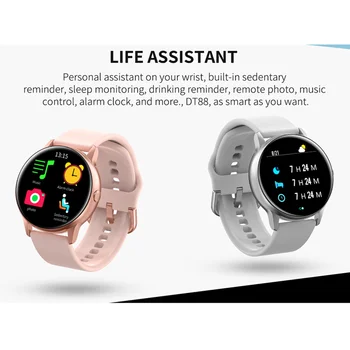 DT88 Smartwatch de la prenda Impermeable IP68 Mujeres Reloj Inteligente de la Frecuencia Cardíaca Presión Arterial Monitor Remoto de la Cámara Multi-Modo de Deportes de la Aptitud de la Banda 20772