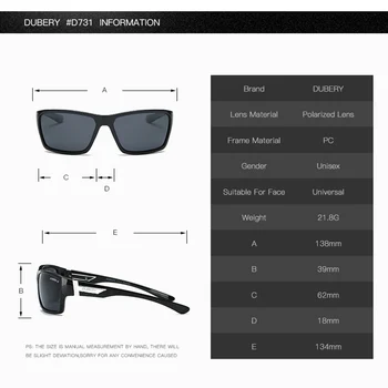 Dubery Clásico de diseño de Moda de Seguridad Gafas de sol Polarizadas Gafas de Protección Gafas de sol de Viajar Gafas de Sol con el Caso