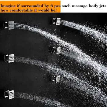 DULABRAHE de Baño de Latón Accesorios de Masaje de Cuerpo Jet Cromo Cepillado Negro Puede Escogido de 2 Pulgadas de la Cabeza de Ducha del Sistema