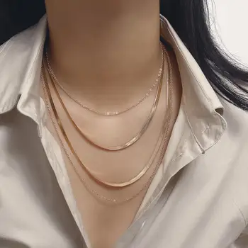 Dvacaman del Color del Oro de múltiples capas de la Cadena Gargantilla Collares para las Mujeres de la Vendimia del Corazón de la Carta Geométrica Colgante Collares Collar de la Joyería