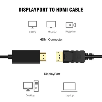 DZLST DP Cable HDMI macho a Macho de DisplayPort a HDMI de conversión de Vídeo Cable del Adaptador de Audio para PC HDTV Proyector Portátil 1080P