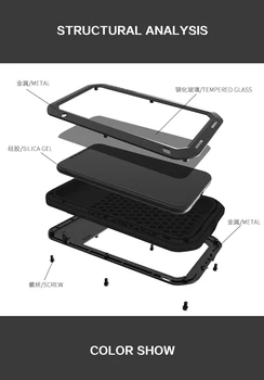El AMOR MEI IP68 Impermeable de la caja del Teléfono Para el iPhone 12 XS MAX XR X XS Templado de Vidrio+Metal de Aluminio de la Armadura de Cuerpo Completo la Cubierta a prueba de Golpes