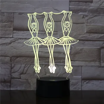 El Ballet de Danza vals 3D LED Luz de la Noche de Cambiar la Lámpara de Halloween de Luz de Acrílico de la Ilusión de la Lámpara de Escritorio Para los Niños Regalo de Dropship 36887