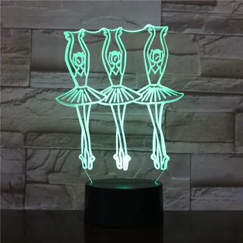 El Ballet de Danza vals 3D LED Luz de la Noche de Cambiar la Lámpara de Halloween de Luz de Acrílico de la Ilusión de la Lámpara de Escritorio Para los Niños Regalo de Dropship