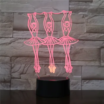 El Ballet de Danza vals 3D LED Luz de la Noche de Cambiar la Lámpara de Halloween de Luz de Acrílico de la Ilusión de la Lámpara de Escritorio Para los Niños Regalo de Dropship