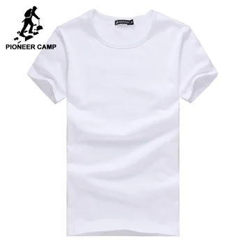 El Campamento de pioneros negro camiseta de los hombres de algodón 4XL verano sólido blanco casual camiseta de hombre de manga corta más el tamaño de t camisa regular fit
