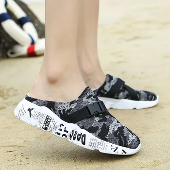 El diseñador de Slipon Hombres Casual Zapatos de la Marca de Lujo de Alta Calidad de Malla Transpirable Zapatillas Mocasines de Verano de la Mitad de los Zapatos para los Hombres el Tamaño de la 39-46