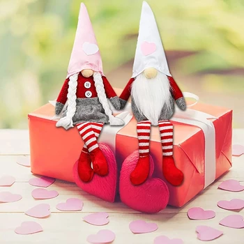 El Día de san valentín Gnome Muñeca de la Felpa Decoraciones hechas a Mano sueco Tomte para el Día de san Valentín Tabla Adorno de san Valentín Presente
