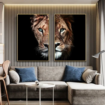 El león y la leona Lienzo Pinturas En La Pared de Arte Moderno Decorativo Posters Y las Impresiones de la Lona de Arte Fotos de Animales por Habitación