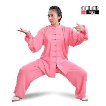 El lino y el algodón Estilo Chino de los Hombres Conjuntos de Kung Fu Traje de los Hombres el Arte Marcial de la Chaqueta de los Pantalones Conjunto de Tai Chi Uniforme Rojo de China Unisex