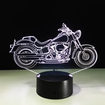 El nuevo Motor de la Forma LED de la lámpara de la Mesa de Toque de Luz De 7 Colores Cambio de Motocicletas Dormir Lamparas de Luz de Acrílico USB 3D LED de la Lámpara