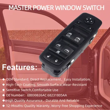 El Poder de coche Maestro de la Ventana de Control de Interruptor de Botón de Ajuste Para el Dodge Charger Chrysler 200 300 Ram de 4 Puerta 2011-2017 68231805AA 68030826AC