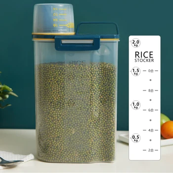 El PP de Alimentos de la Caja de Almacenamiento de Plástico Transparente Contenedor Conjunto con Verter las Tapas de la Cocina de Almacenamiento de Botellas Frascos de Granos Secos de Tanque de 1,9 L-2.5 L -3L