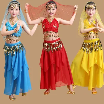 El Rendimiento De Las Niñas De Danza Del Vientre Traje Conjunto De Los Niños De La India La Danza Niño Bailarina De Bellydance Dancewear Chica Egipto Trajes De Baile