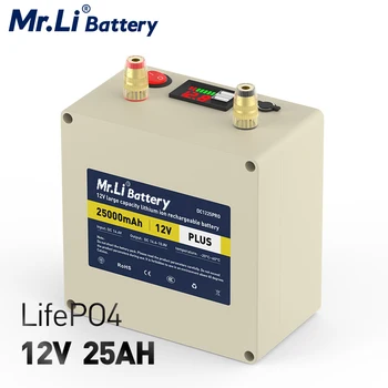 El señor Li 12V 25Ah Lifepo4 Batería Recargable Con 6A Cargador Para Acampar al aire libre fuente de Alimentación del Buscador de los Pescados del Sistema Solar