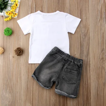 El verano de los Niños de BOSS juego de Ropa de Niño Niños Niñas Tops T-shirt, pantalones Cortos de Mezclilla 2Pcs Traje Conjunto de Ropa