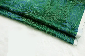 El verde pavo real Bordado de Tela de Damasco Jacquard de Prendas de vestir Traje de Tapizado de Mobiliario Cortina de BRICOLAJE Material de la Ropa POR metro