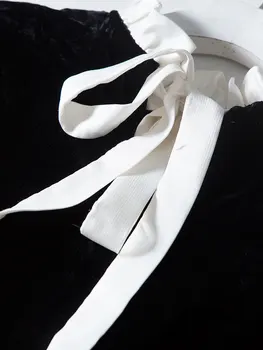 Elegante Cuello Blanco Pequeña Cola De Pescado De Terciopelo 2020 Otoño Nuevo Vestido De Las Mujeres