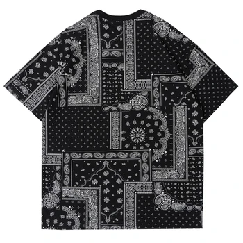 ELKMU Bandana Patrón de Paisley T-shirt Ropa de los Hombres de Verano de Manga Corta de la Camiseta de Harajuku Tops Camisetas Camisas Masculinas de Algodón HE813