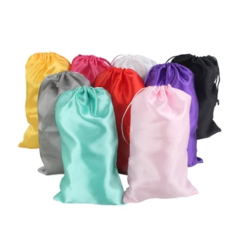 En blanco negro blanco rosa de seda de satén de la extensión del pelo bolsas de embalaje, las mujeres humanas cabello virgen paquetes de bolsas de embalaje,embalaje de regalo bolsa