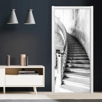 En Blanco Y negro Escaleras Pegatinas de Pared 3D Retro Creativo DIY Decoración del Hogar, papel pintado del PVC de la Auto-Adhesivo Impermeable Murales 3 D Pegatinas