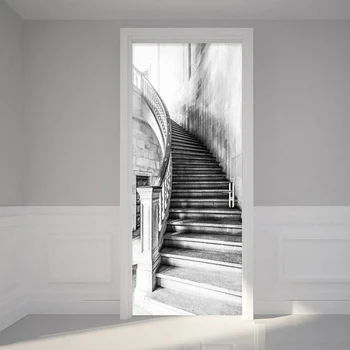 En Blanco Y negro Escaleras Pegatinas de Pared 3D Retro Creativo DIY Decoración del Hogar, papel pintado del PVC de la Auto-Adhesivo Impermeable Murales 3 D Pegatinas
