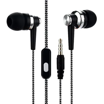 En la oreja de Cableado Trenzado de Cable de Universal Music Subwoofer Eardphone Trigo Cable de los Auriculares Para el Teléfono Inteligente Android Teléfono Móvil