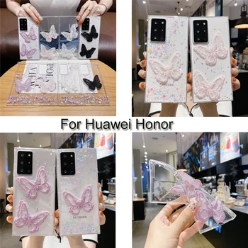 Encaje Mariposa Caso de Brillo de la Lámina de Cubierta Para Huawei Honor Mate 20 10 P30 P20 P10 P9 P8 Pro Lite Plus 7 Nova 2i 3e Bordado Caso