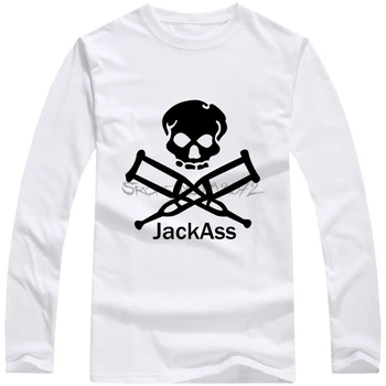Envío gratis Jackass manga larga Camisetas de los Hombres de Algodón programa de MTV Jackass Cráneo de Moda de Camisetas