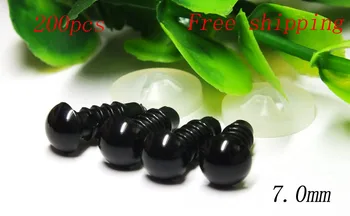 Envío libre!!! 7mm negro de seguridad de plástico de juguete de los ojos de oso de juguete+arandelas 200pcs(100pairs)