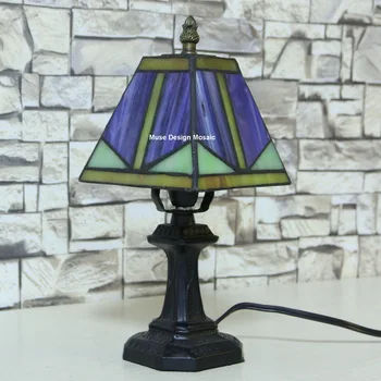 Envío libre, Púrpura Art Deco vidrieras Lámparas Tiffany , Pequeña Lámpara de Mesa Sala de estar Dormitorio Studio Creativo Regalo