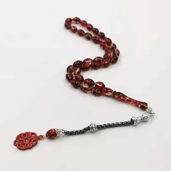 Especial de Resina Roja Tasbih del hombre pulsera de 33 prayerbeads islámica regalo para Eid Kazaz masbaha árabe diseño Misbaha Masbaha Rosario