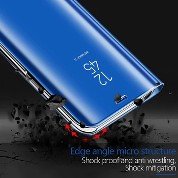 Espejo Flip Case Para Xiaomi Redmi Nota 9 Pro Max de Lujo Vista despejada de la PU Cubierta de Cuero Redmi Nota 9S Vista Inteligente Caso Redmi Note9