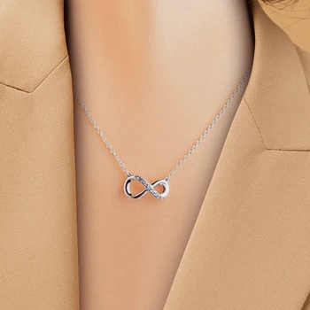 Espumoso Infinito Collier Collar para las Mujeres de san Valentín Día de la Plata Esterlina 925 Collares de la Joyería Femenina de la Cadena Gargantilla