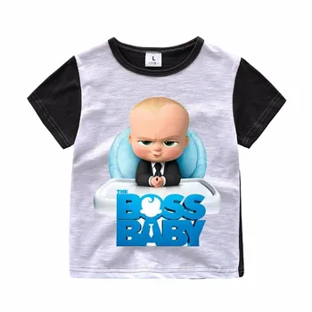 Estilo de verano de Algodón de los Niños de Manga Corta T-Shirts Ropa de Niños Camisetas de Bebé Niño Niña de dibujos animados Tops Niños de Boss camiseta del Bebé