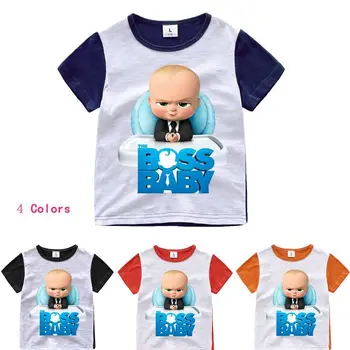 Estilo de verano de Algodón de los Niños de Manga Corta T-Shirts Ropa de Niños Camisetas de Bebé Niño Niña de dibujos animados Tops Niños de Boss camiseta del Bebé
