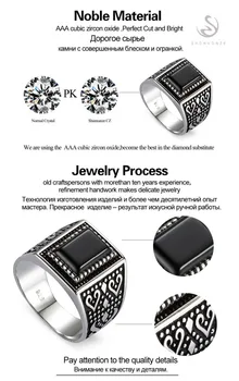 Eulonvan Vintage gótico de la boda anillos de plata 925 hombres de Plata Esterlina de la joyería Negro Cubic Zirconia S-3808 tamaño 7 8 9 10 11 12 13